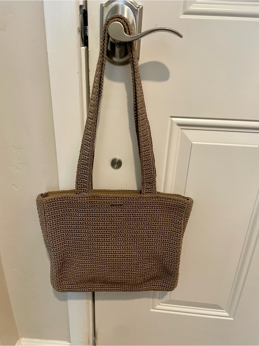 The Sak Crochet Tote in Taupe Brown